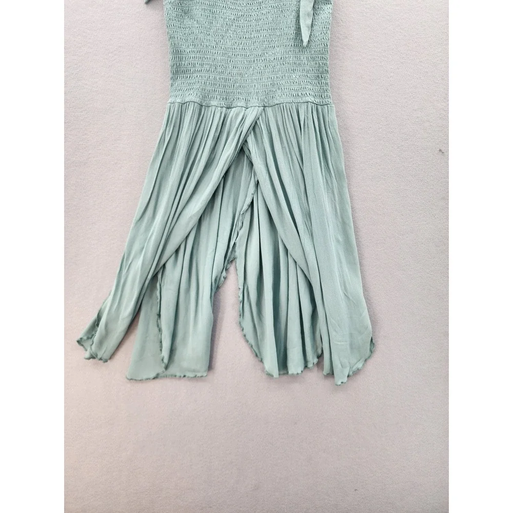 White Crow Sage Green Smocked Tie Strap Midi Dress Women Size Medium Boho Beachy - Picture 6 of 13